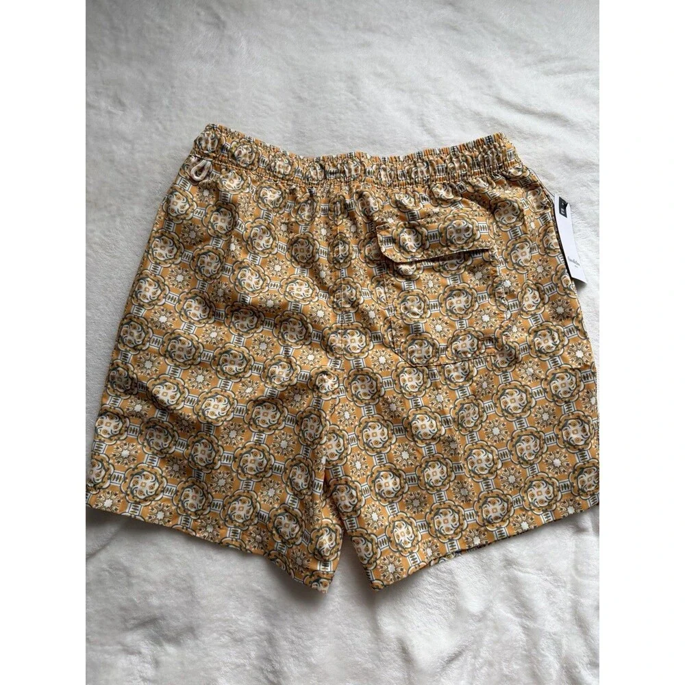 Goodfellow & Co Men's Geometric Swim Trunks Lined Drawstring Back Pocket M